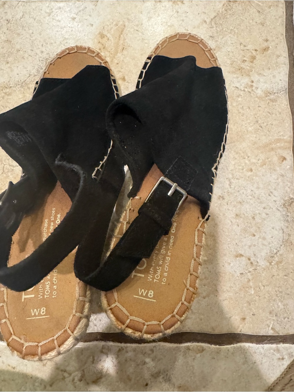 Tom’s Monica Wedge - Black Women’s Slingback Sandals - size W8